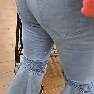 Stylish Blue Flare Wide Leg Jeans with Vintage Charm